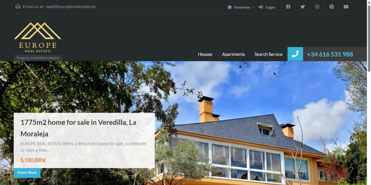 Captura de la web Europe Real Estate